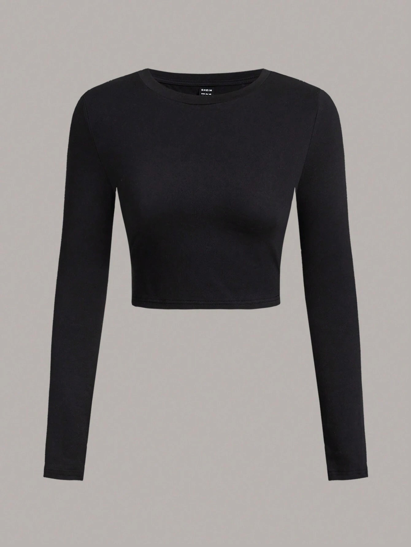 SHEIN Ezwear 3Pcs/Set Casual Minimalist Crew Neck Long Sleeve Cropped Fitted Women T-Shirts, Suitable for Spring & Autumn