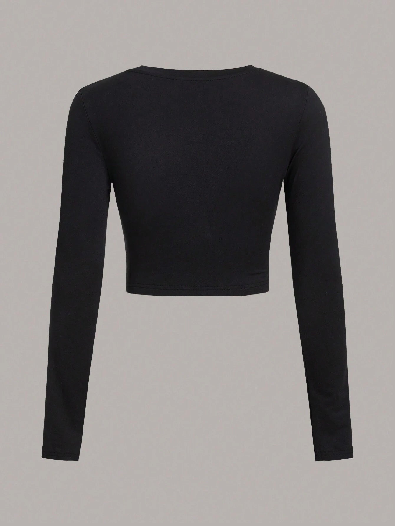 SHEIN Ezwear 3Pcs/Set Casual Minimalist Crew Neck Long Sleeve Cropped Fitted Women T-Shirts, Suitable for Spring & Autumn