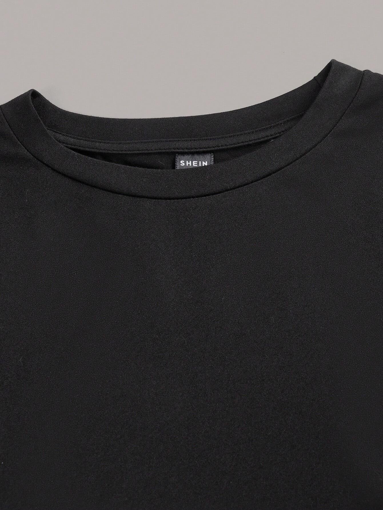 SHEIN Ezwear 3Pcs/Set Casual Minimalist Crew Neck Long Sleeve Cropped Fitted Women T-Shirts, Suitable for Spring & Autumn